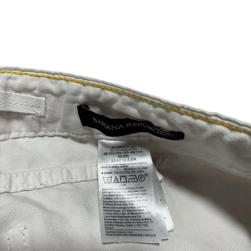 Banana Republic Women's Baggy Linen Blend Pants Ivory‎ *Stained* Size 33 x 29